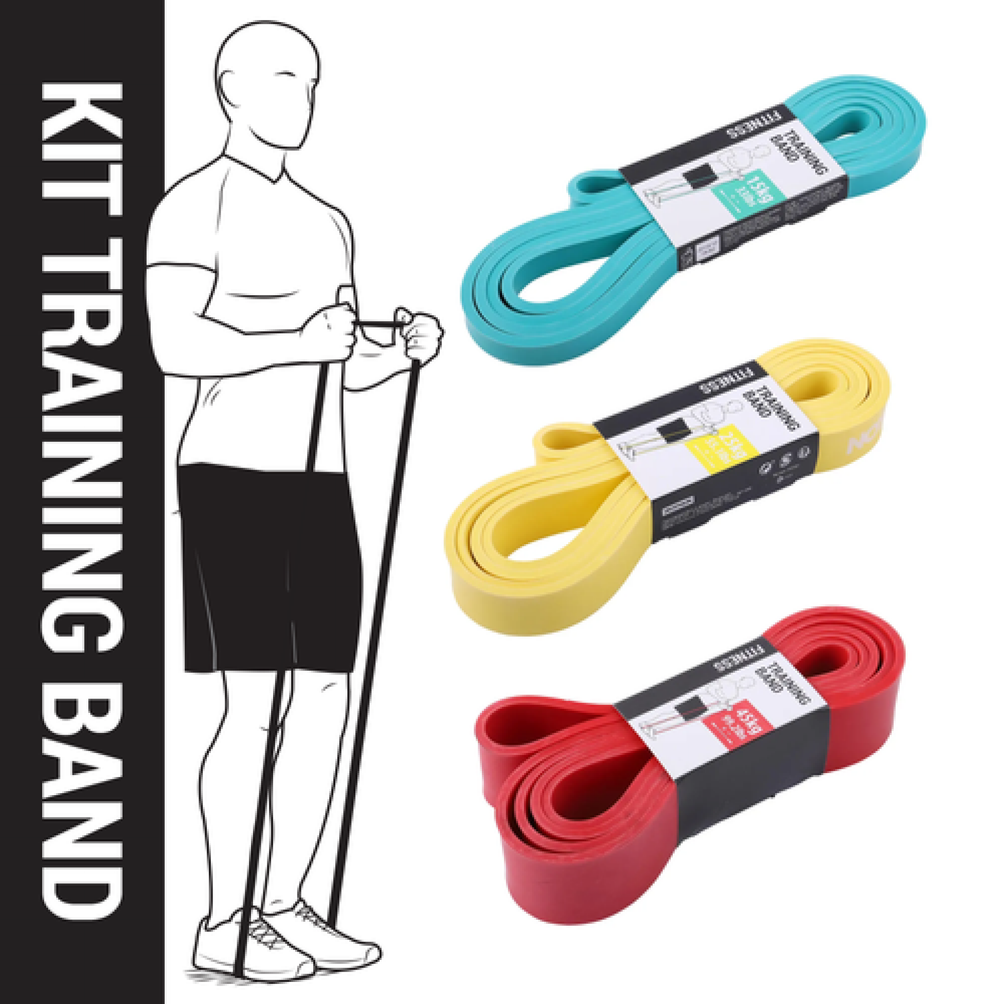 Kit Training Band Progressivo Conjunto com 03 SuperBands de 15kg