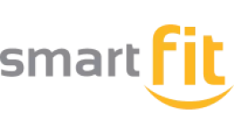 Logo com a palavra Smart em cinza e a palavra Fit em amarelo.