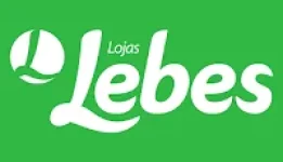 Logo das Lojas Lebes com o nome da empresa em letras na cor branca sobre um fundo na cor verde.