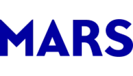 Logo Mars com as letras nome da marca na cor azul.
