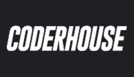 Logo Coderhouse com o nome da empresa com letras na cor branca sobre um fundo na cor preta.