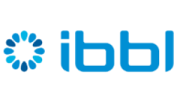 Logo IBBL com o nome da marca em azul.