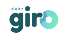 Logo Clube Giro apresentando o nome da marca com letras nas cores verde e azul.