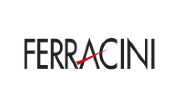 Logo Ferracini com o nome da marca em preto e detalhes em vermelho.
