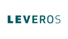 Logo marca Leveros apresentando o nome da empresa com letras em caixa alta na cor verde