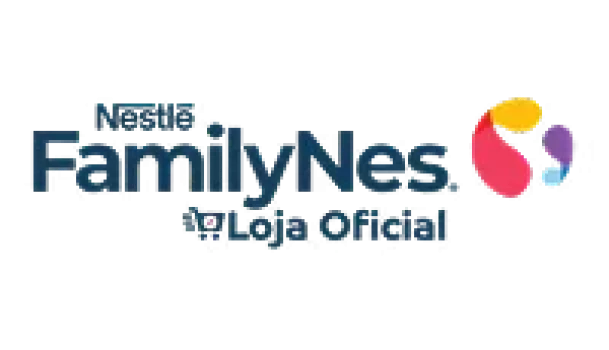 logo apresenta "Nestlé FamilyNes" em azul escuro, com "Educacional" abaixo, e um símbolo abstrato colorido (amarelo, roxo, rosa, azul claro) à direita.